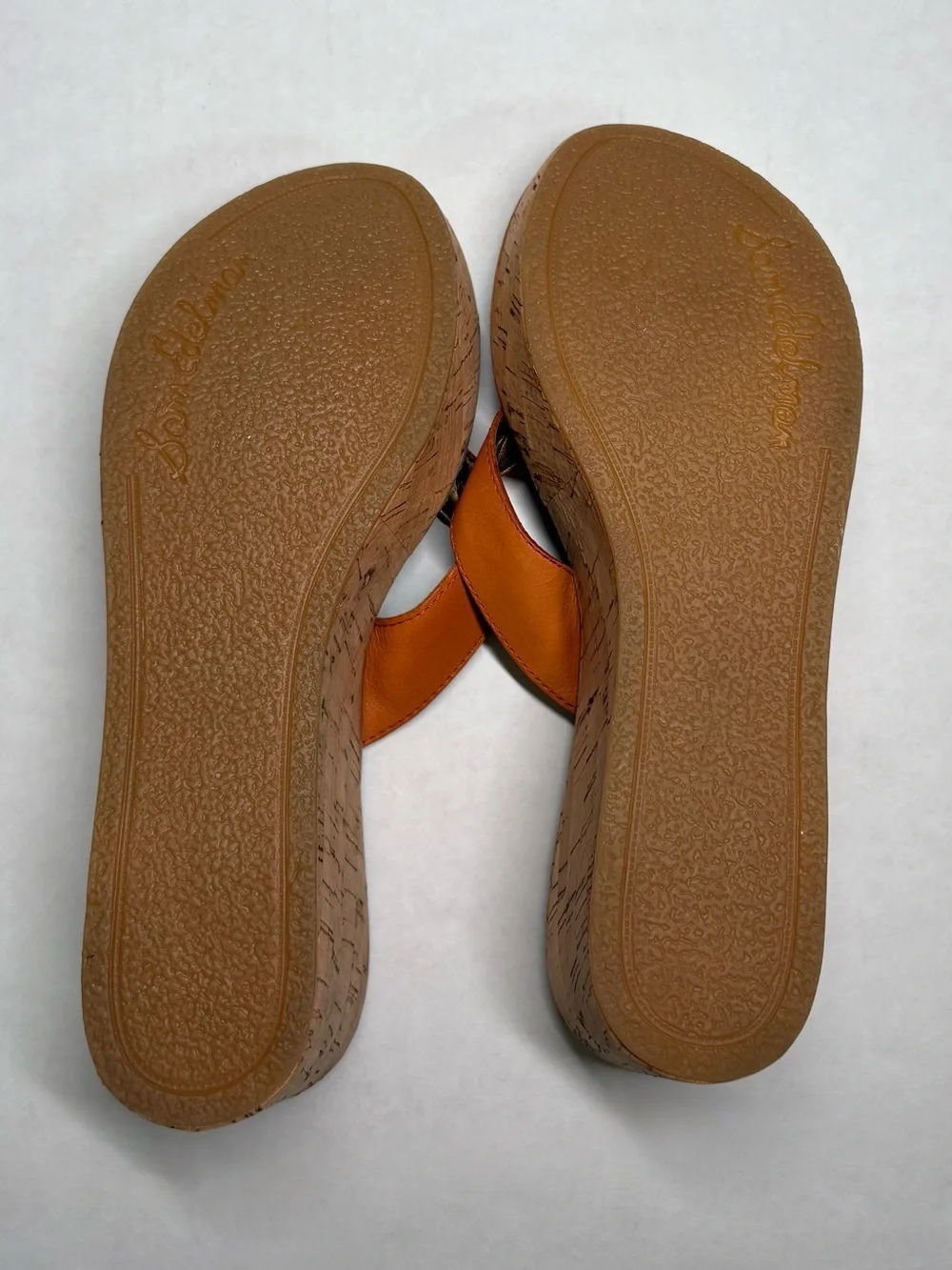 Sam Edelman Romy Croc Print Cork Wedge Thong Sandal US 7.5 Orange
